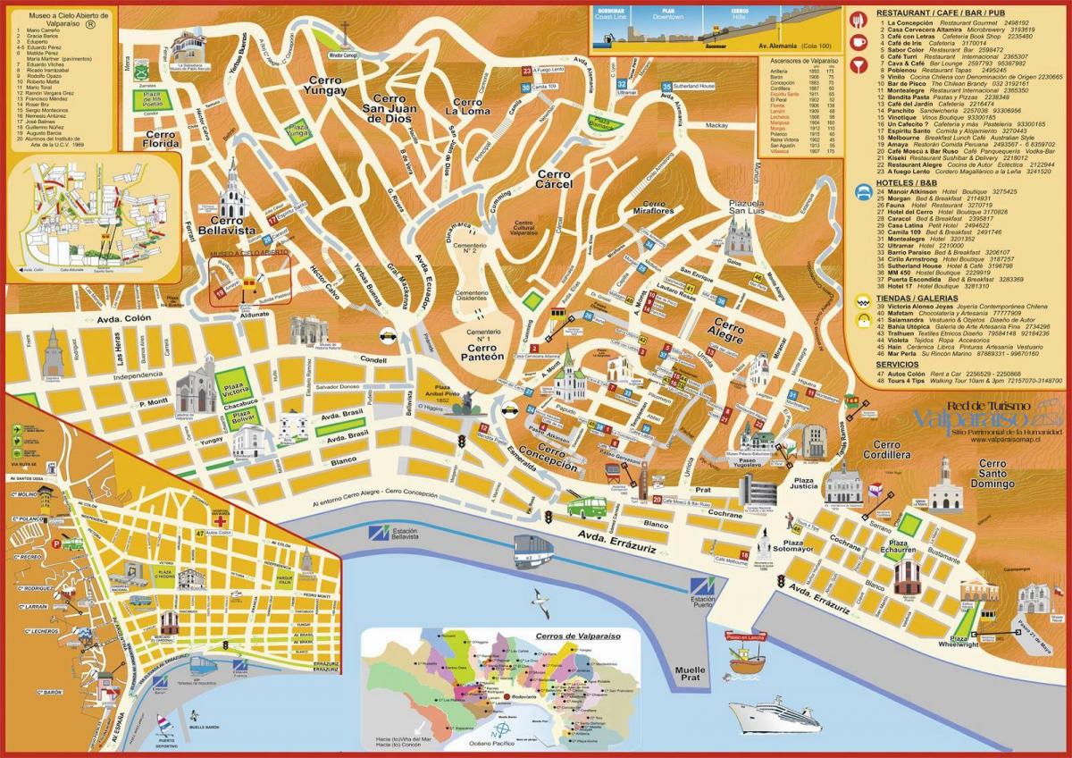 туристичка карта на valparaiso Чиле