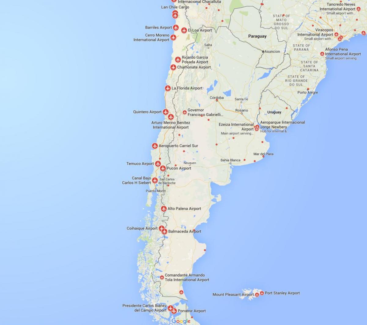 карта на аеродром во Чиле