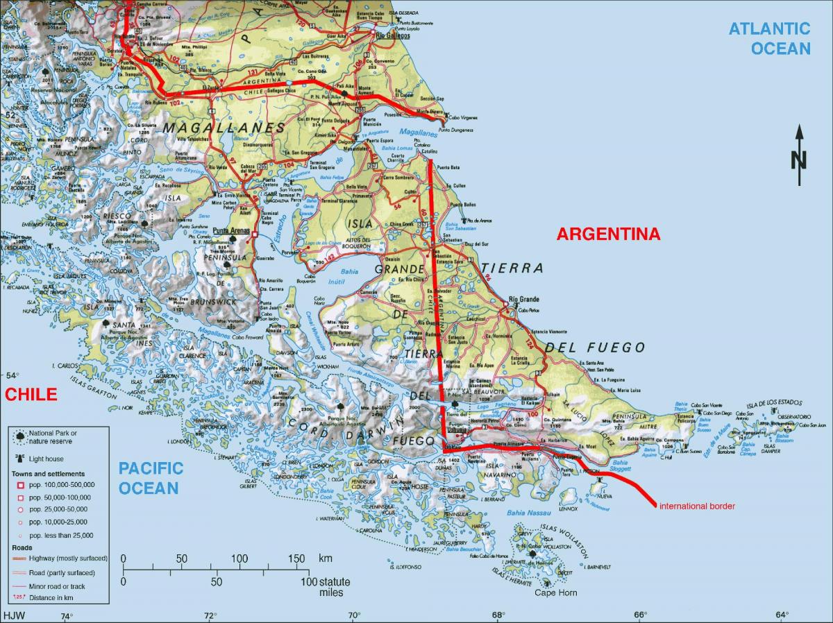јужно Чиле мапа
