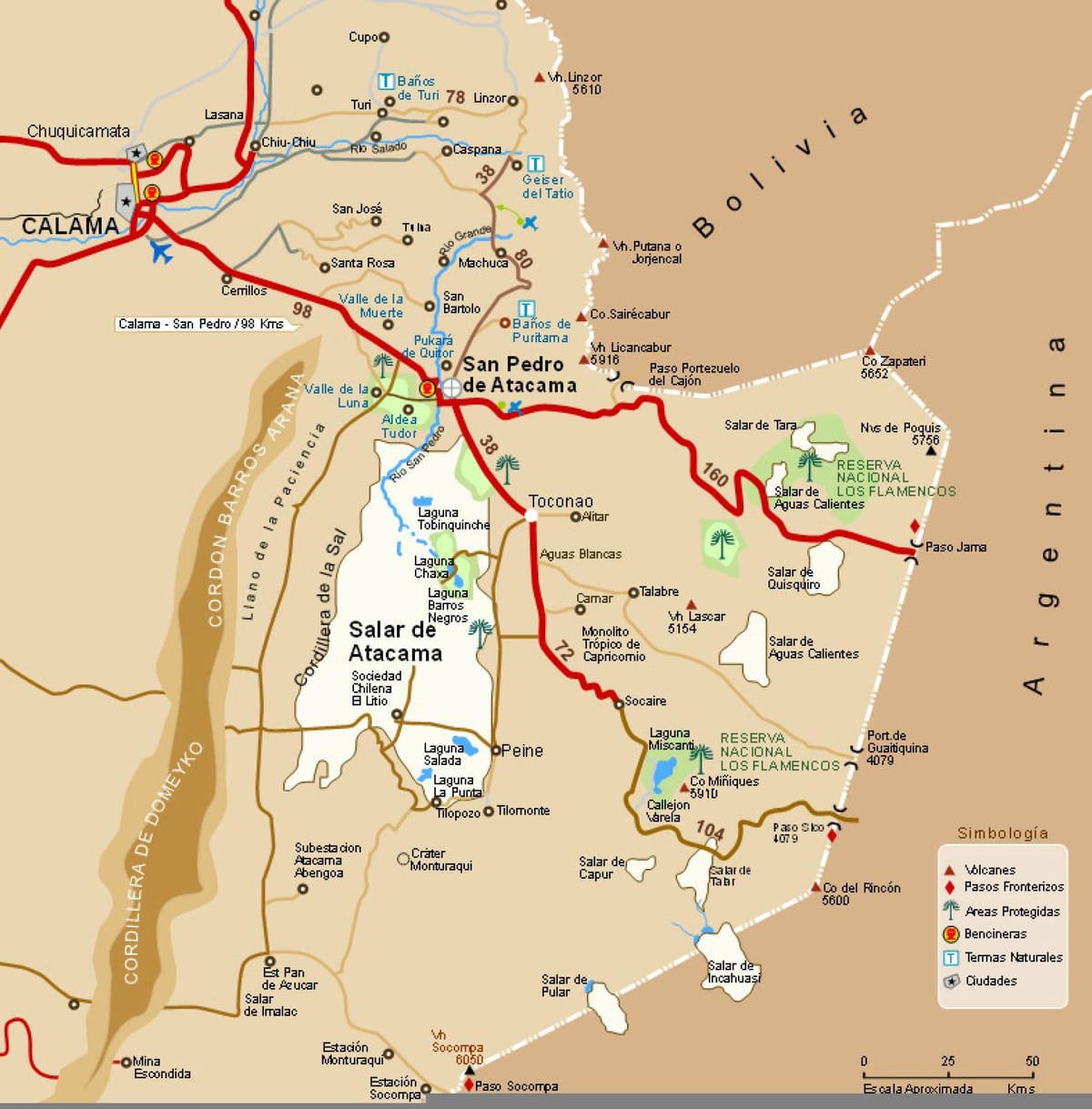 atacama пустината Чиле мапа