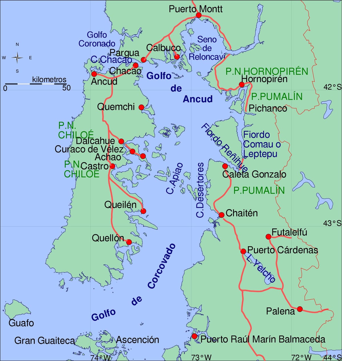Карта на chiloe Чиле