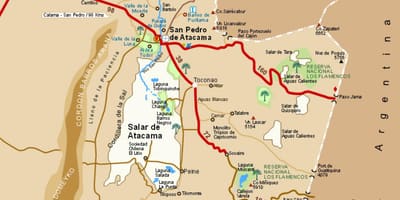 Atacama пустината Чиле мапа